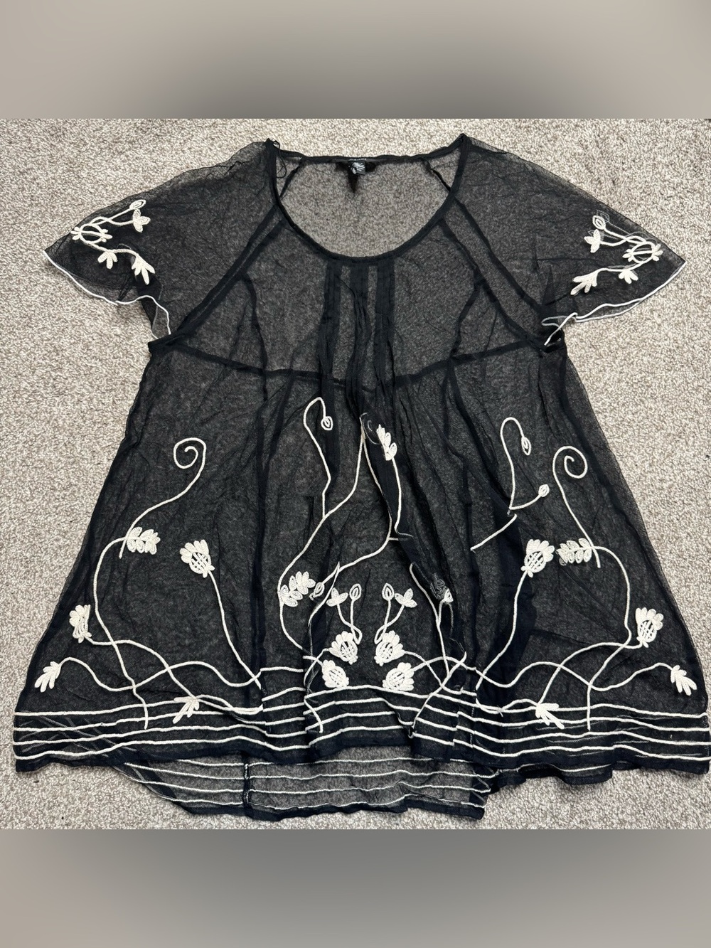 Sheer black embroidered top